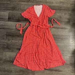 Boden Red Polka Dot Wrap Dress